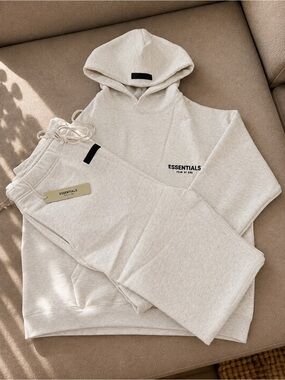 ESSENTIALS Light Oatmeal Hoodie and Joggers Set